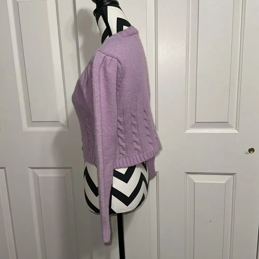 TULAROSA Tawnie Lavender Cable Knit Women's Cardigan Sweater